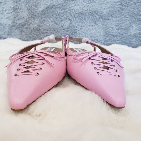 Steve Madden Reyanne Corset Lace Up Point Toe Flat Women Size 8, 9 Pink leather - Picture 7 of 7
